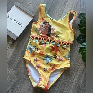 Disney girls Moana cut out lace up sequin one piece swimsuit size 4